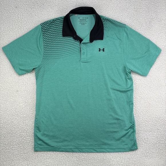 Under armour Other - Under Armour Shirt Playoff Polo Turquoise Black Stripes Performance Mens XL Golf